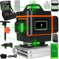 4D 16řádková plochá laserová vodováha – přesný 360° zelený laser + dálkové ovládání - Obrázek